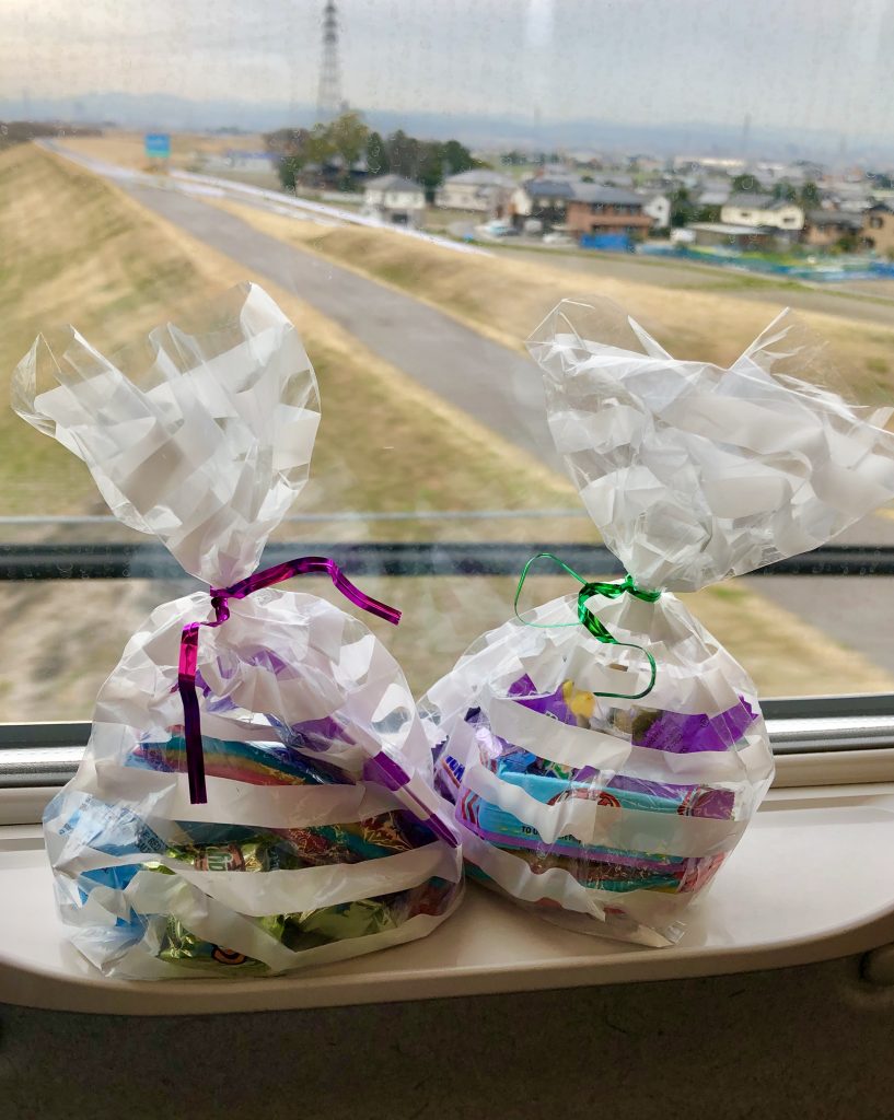 Small gift bags we gave to Japanese workers