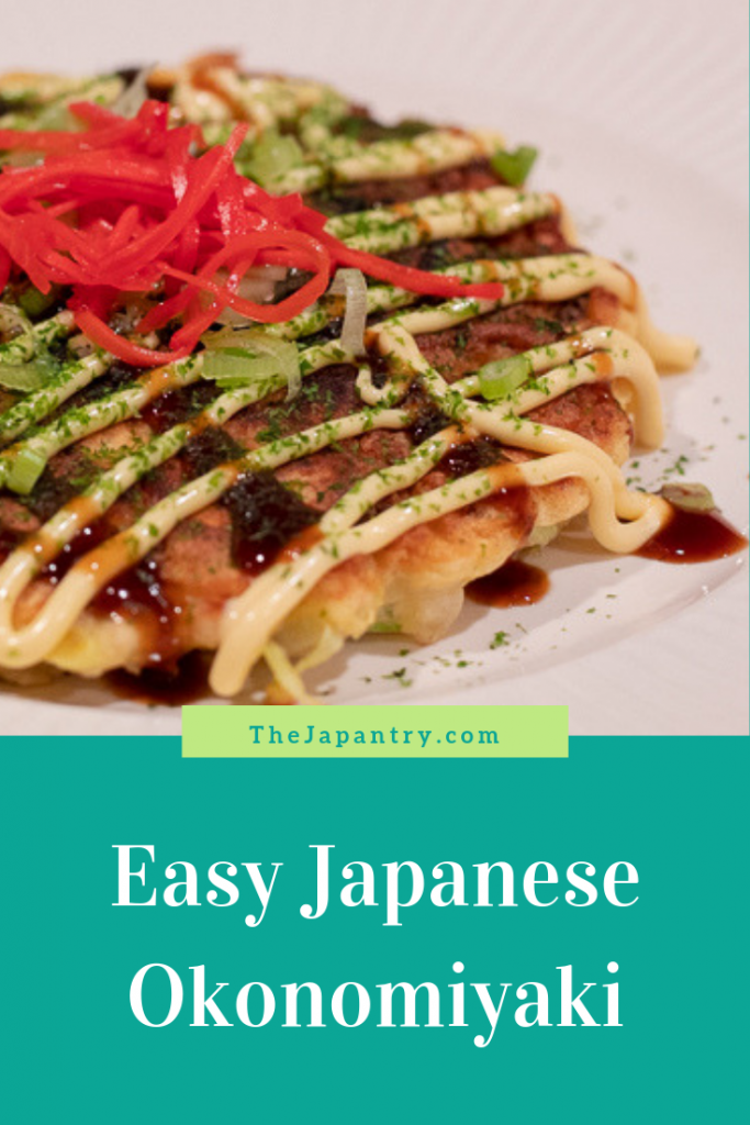 Pinterest graphic for Japanese Okonomiyaki