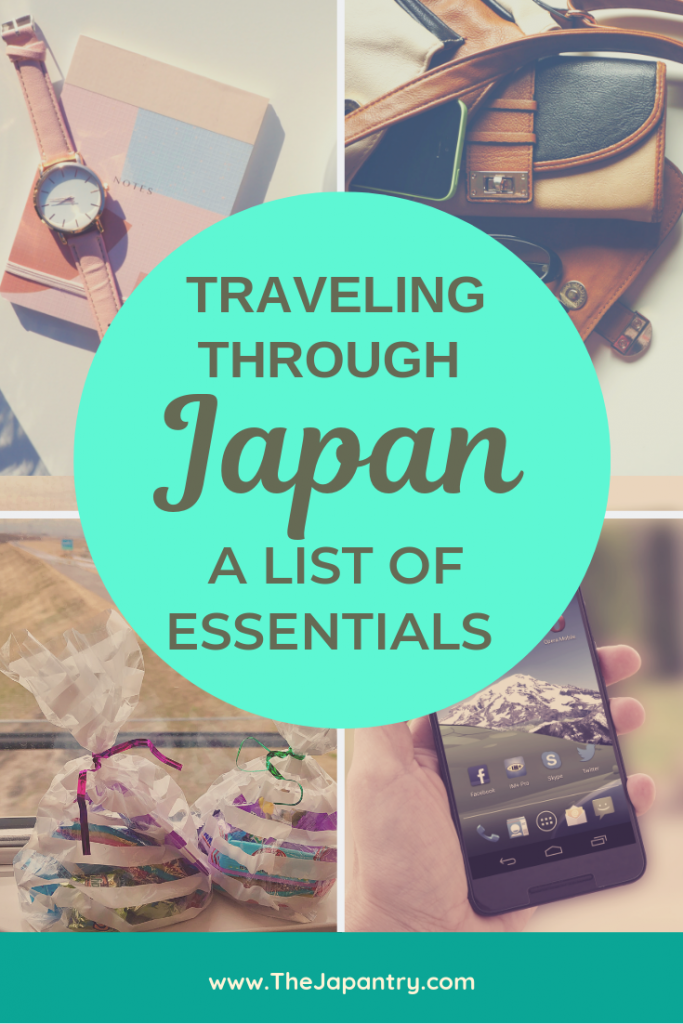 Pin graphic for a list of essentials when traveling through Japan