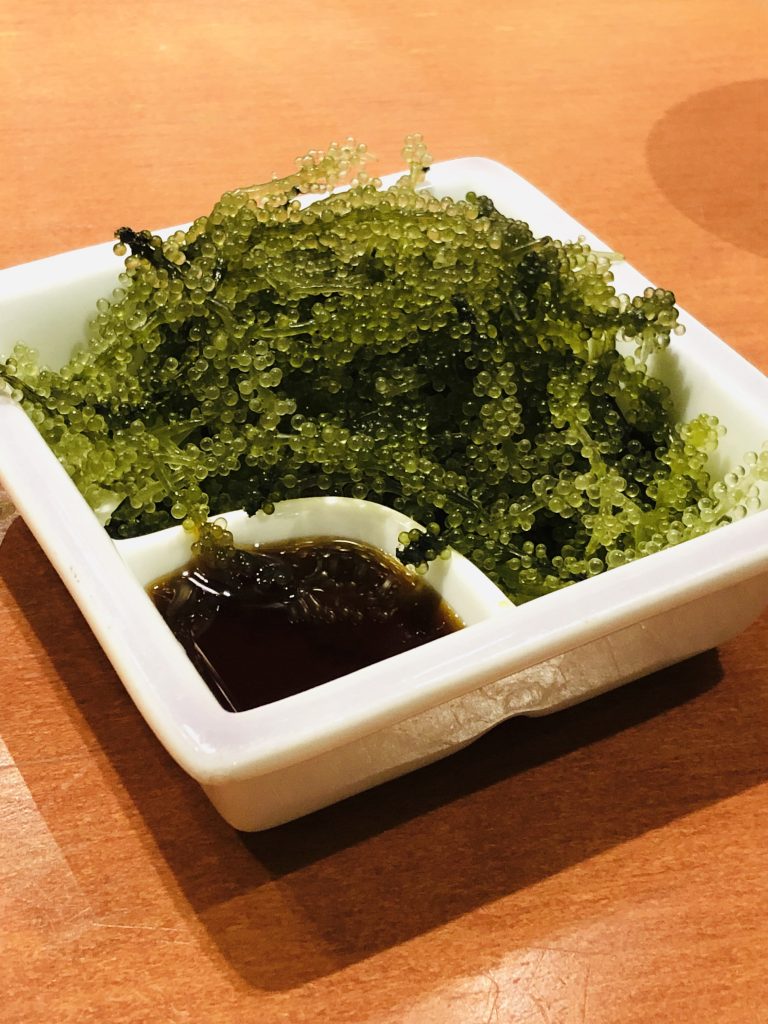 Sea grapes with soy sauce and mirin