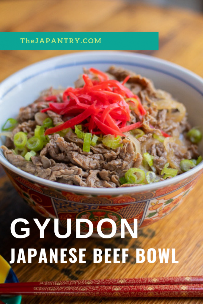 Pinterest graphic for Guydon Japanese Beef Bowl | theJapantry.com