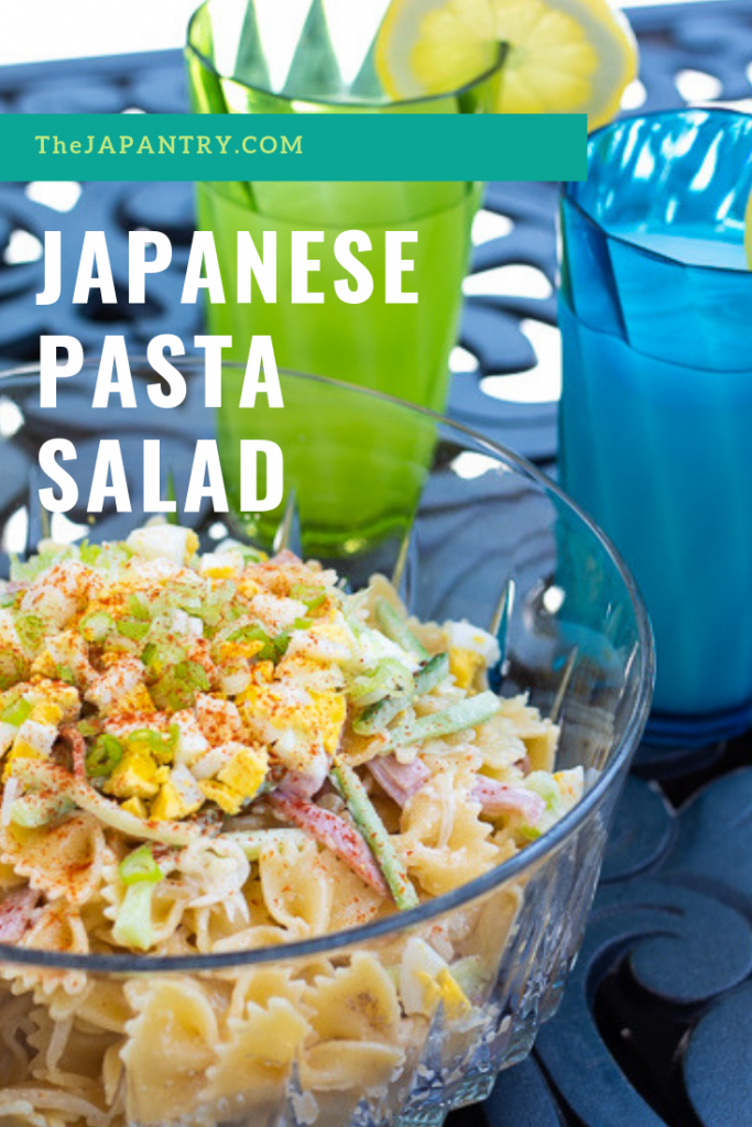 Pinterest graphic for Japanese Pasta Salad