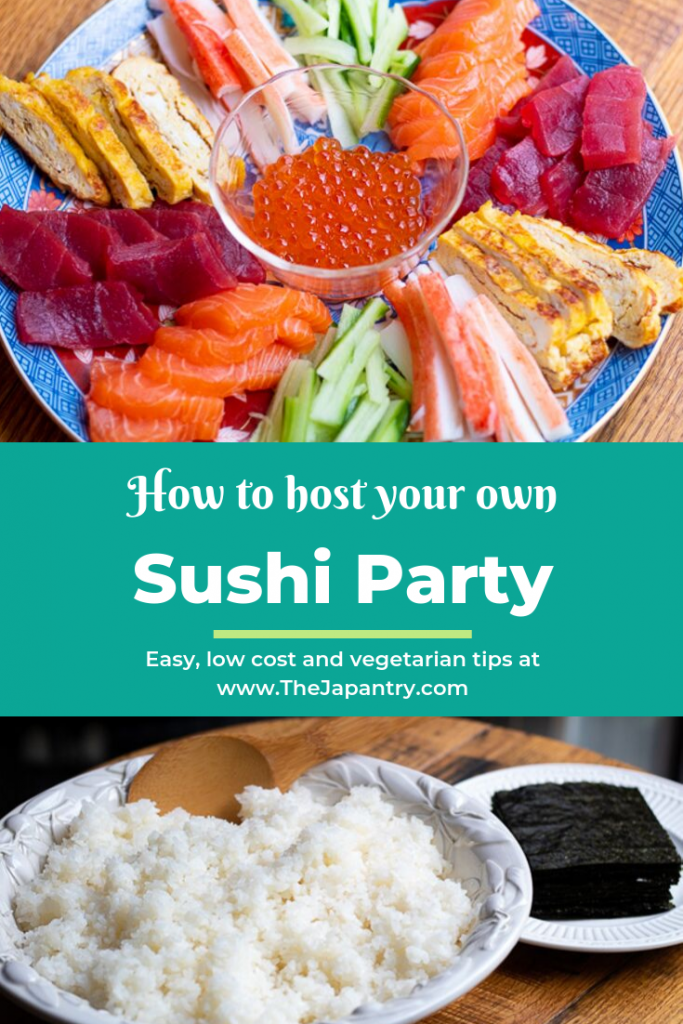 Pinterest graphic for How to Host Your Own Sushi Party