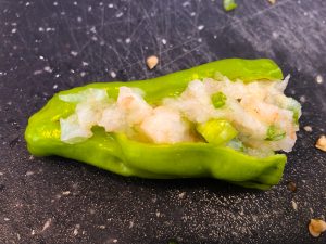 Shishito pepper stuffed with shrimp paste